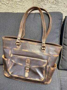 Patricia Nash Distressed Dark Brown Leather Tote